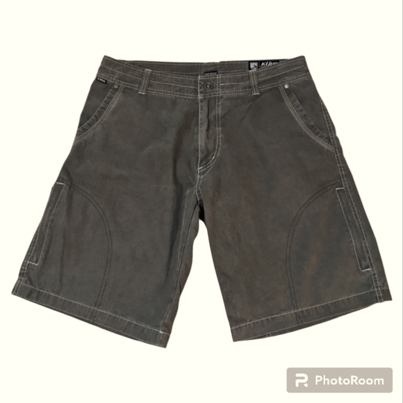 KÜHL Cargo Hiking Vintage Patina Dye Olive Outdoor Shorts Men's 34 EXC. COND.!! - Picture 3 of 10